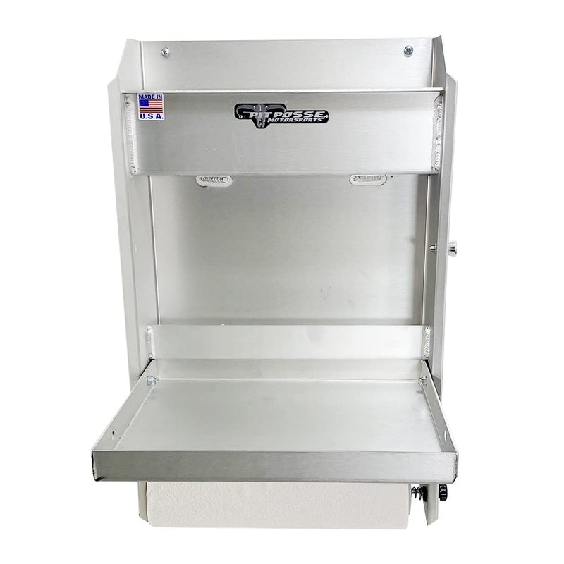 Pit Posse 458 Jr Work Station Storage Cabinet Shelf Rack Holder Caddy - Made in USA - Garage Enclosed Race Trailer Automotive Mechanics Shop Storage Organizer Aluminum (Silver) - Image 2